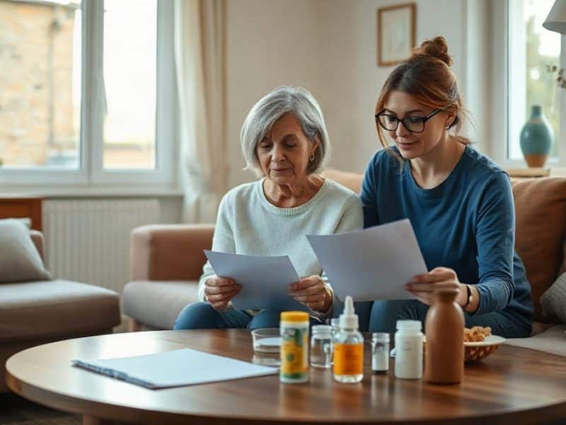 Deux femmes lisant une notice ensemble