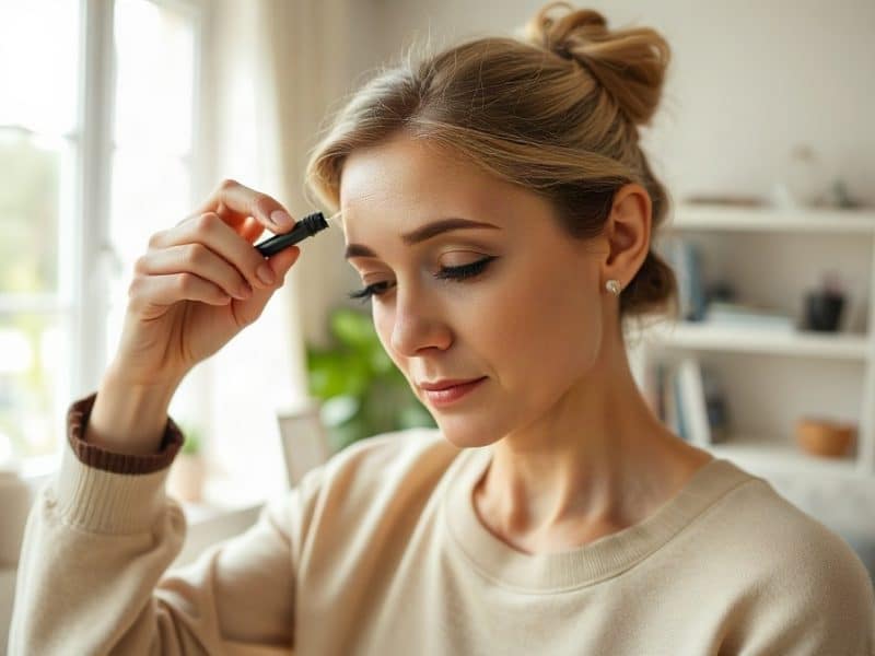 Application d’huile au pinceau sur les cils